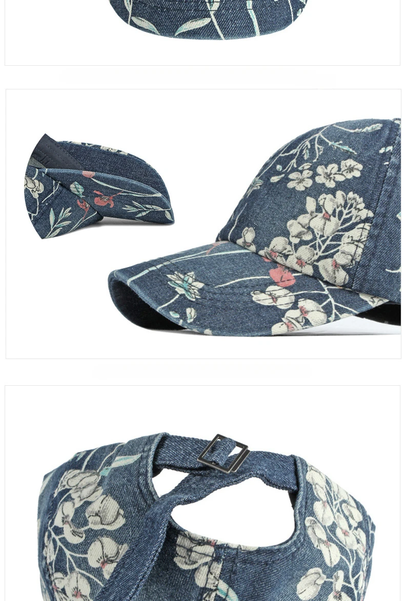 Boho Tropical Print Baseball Cap Women Outdoor Washed Denim Cap Female Fashion Visor Bohemian Jeans Men Sport Street Sun Hats