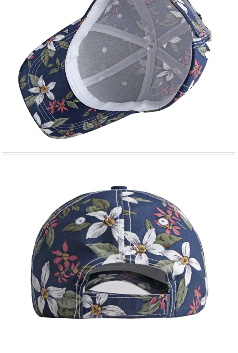 Boho Tropical Print Baseball Cap Women Outdoor Washed Denim Cap Female Fashion Visor Bohemian Jeans Men Sport Street Sun Hats