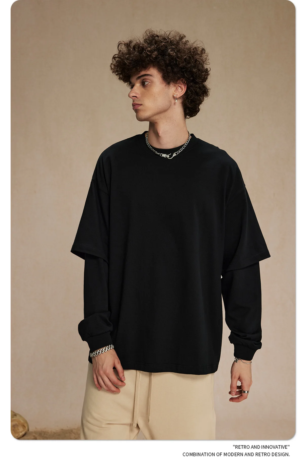 IEFB Men's Wear Spring New Trendy T-shirt Men's Wear Fake Two Piece Long Sleeve T-shirts Men Clothing Loose Casual Top 9C9353