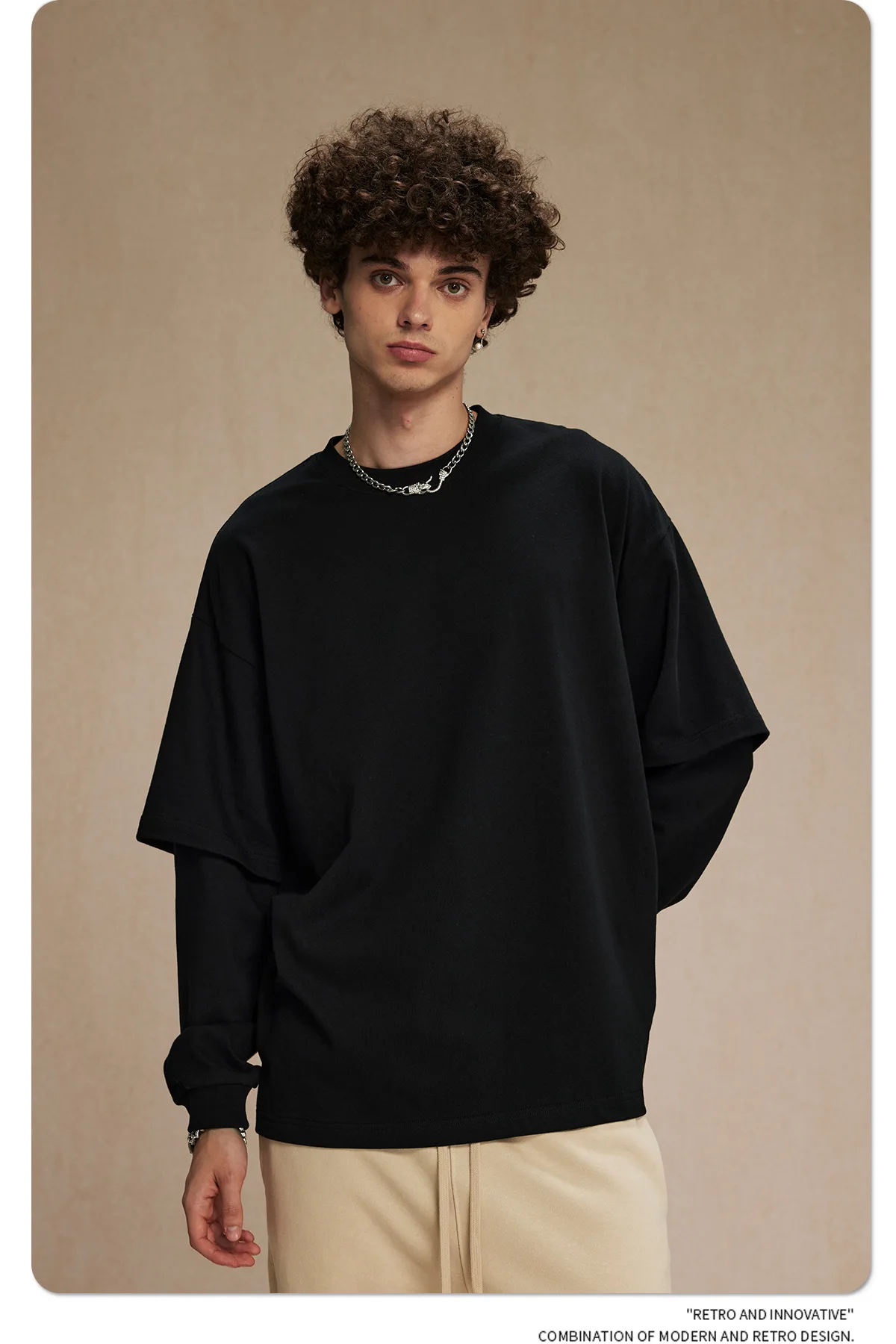 IEFB Men's Wear Spring New Trendy T-shirt Men's Wear Fake Two Piece Long Sleeve T-shirts Men Clothing Loose Casual Top 9C9353