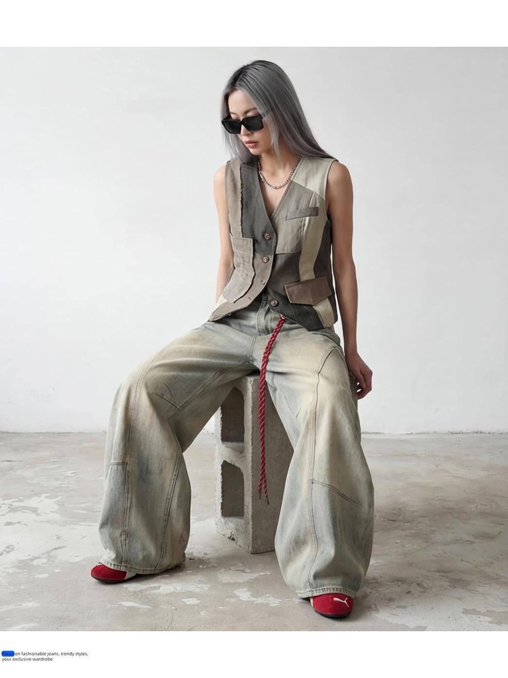 IEFB American Style Vintage Dirty Men's Jeans 2026 Spring New High Street Design Loose Wide Leg Floor Length Denim Pants 9X2185
