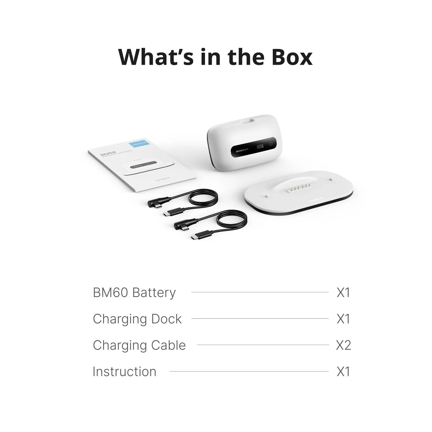 BOBOVR BM60-1 6500mAh Battery and Charging Dock Combo Compatible Only with BOBOVR M3 and M3 Pro+ Head Strap