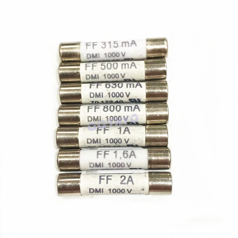 10Pcs Multimeter Ceramic Fuses 7017240 6.3 x 32mm FF 315mA FF500mA FF630mA FF800mA FF1A FF1.6A FF2A DMI 1000V Fast-Acting Fuse