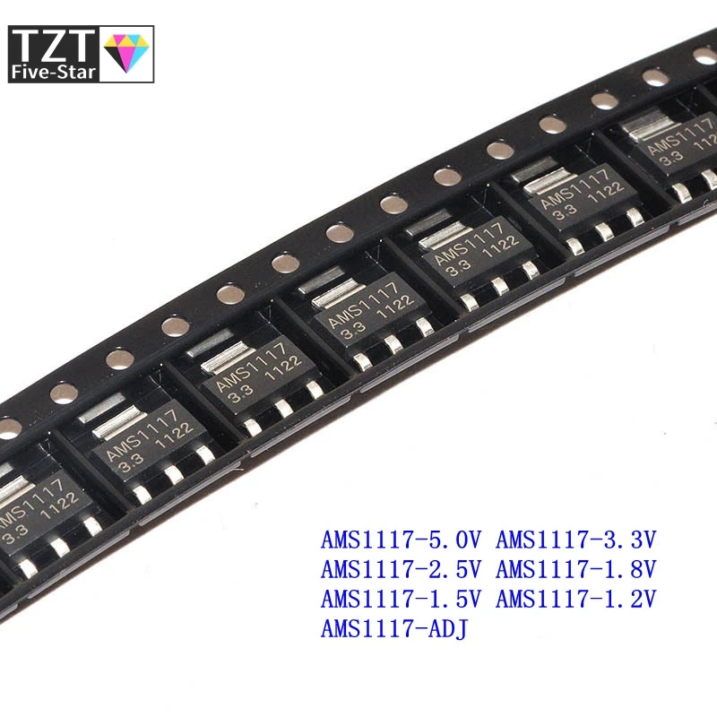 GREATZT 10PCS AMS1117-3.3V AMS1117-ADJ AMS1117-1.8V AMS1117-1.2V AMS1117-5.0V AMS1117-2.5V AMS1117-3.3 AMS1117-5.0