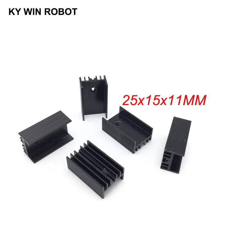 10pcs Aluminium TO-220 Heatsink TO 220 Heat Sink Transistor Radiator TO220 Cooler Cooling Black 25*15*11MM