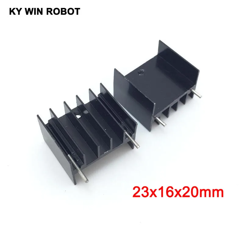 5pcs Black Aluminium TO-220 23x16x20mm Heatsink TO 220 Heat Sink Transistor Radiator TO220 Cooler Cooling 23*16*20MM With 2pin