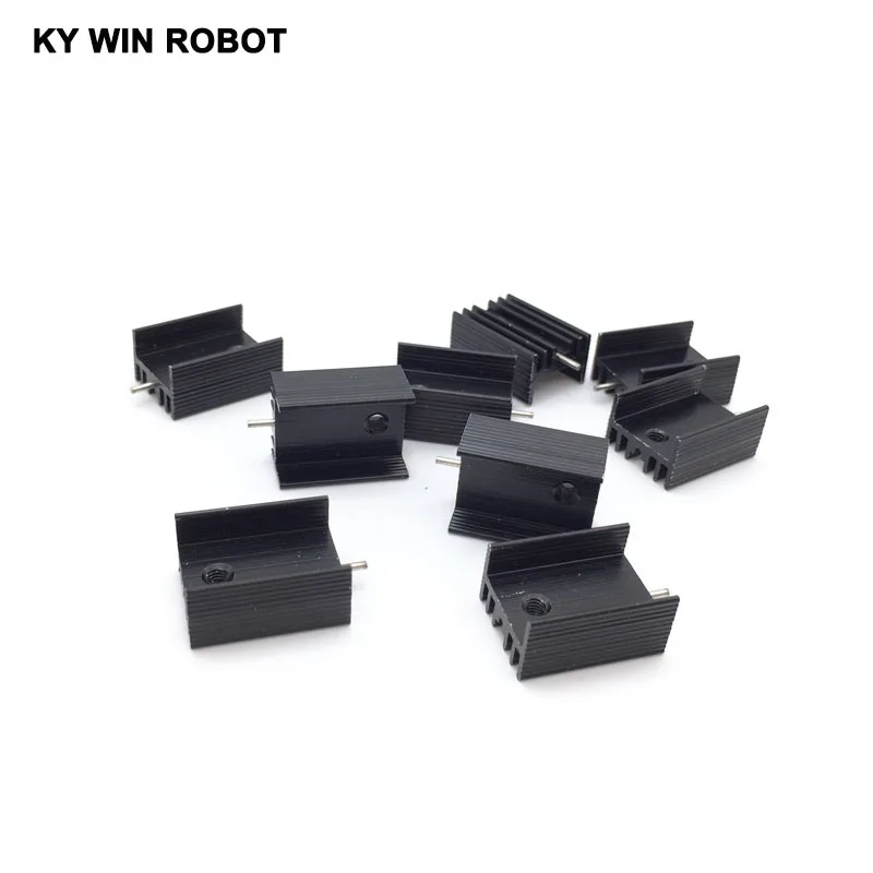 10pcs Aluminium TO-220 Heatsink TO220 Heat Sink Transistor Radiator TO220 Cooler Cooling black 20*15*10MM With Pin