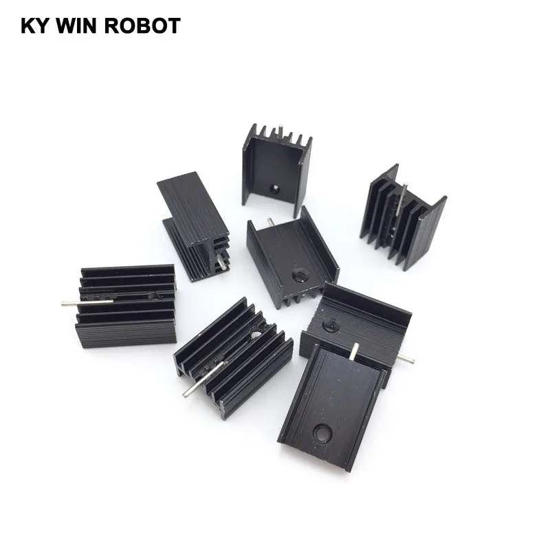 10pcs Aluminium TO-220 Heatsink TO220 Heat Sink Transistor Radiator TO220 Cooler Cooling black 20*15*10MM With Pin