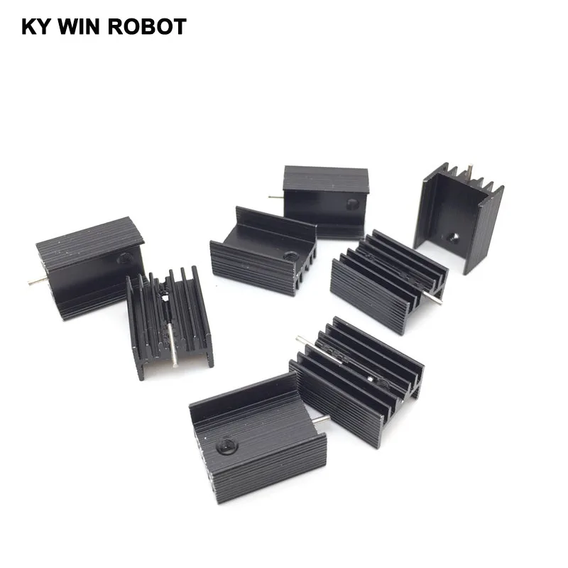 10pcs Aluminium TO-220 Heatsink TO220 Heat Sink Transistor Radiator TO220 Cooler Cooling black 20*15*10MM With Pin