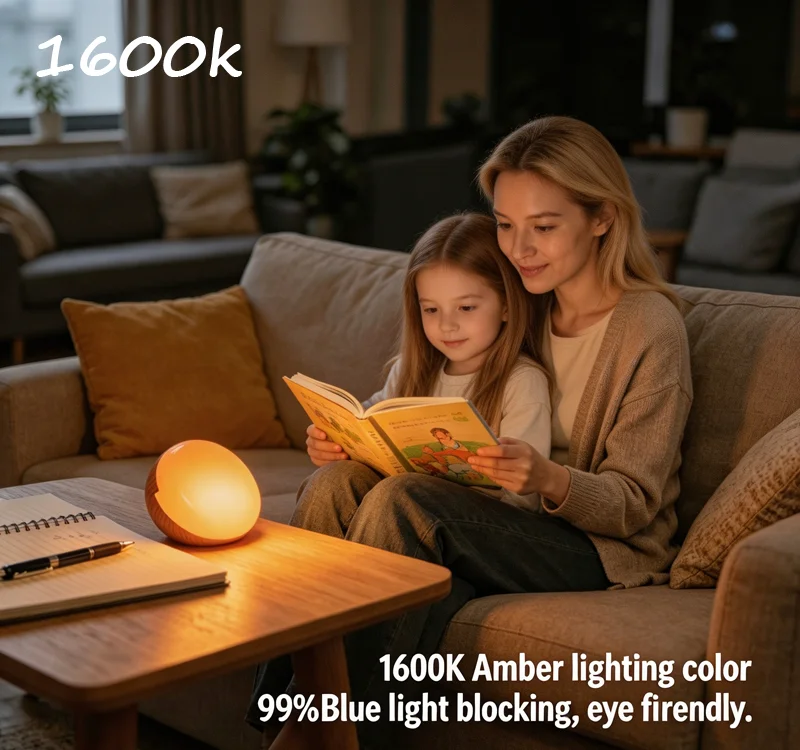 Rechargeable Touch Night Light Remote Control Stepless Dimming 3-Color Sleep Lamp No Blue Bedside 620-630nm Red Eye-Caring