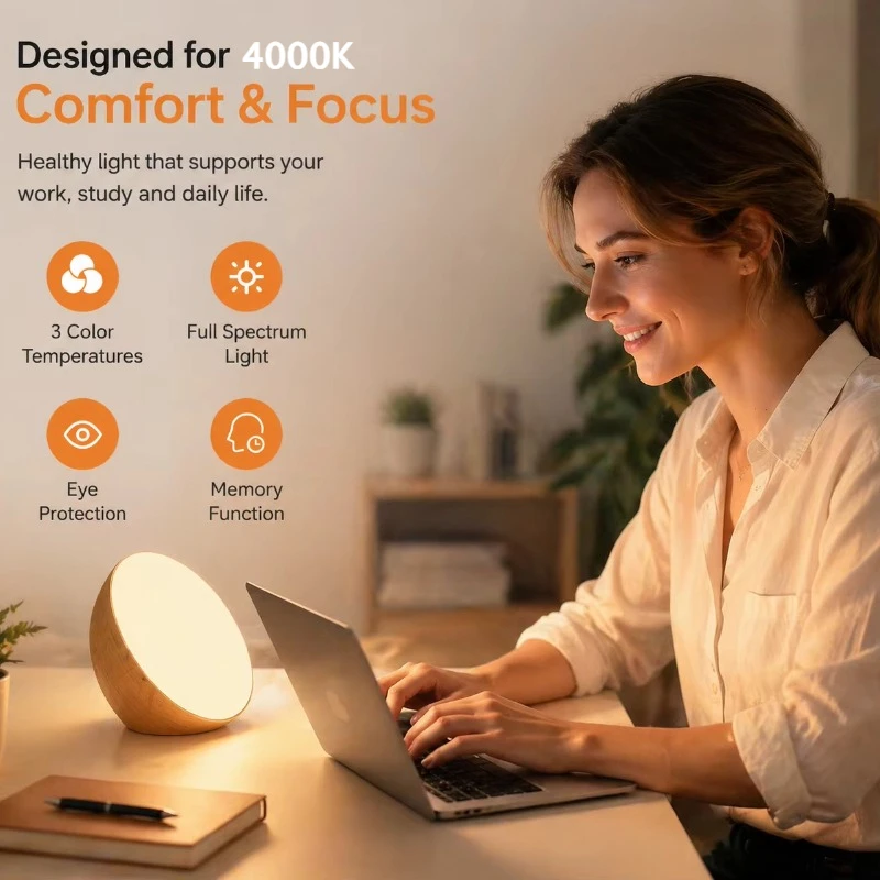 Rechargeable Touch Night Light Remote Control Stepless Dimming 3-Color Sleep Lamp No Blue Bedside 620-630nm Red Eye-Caring