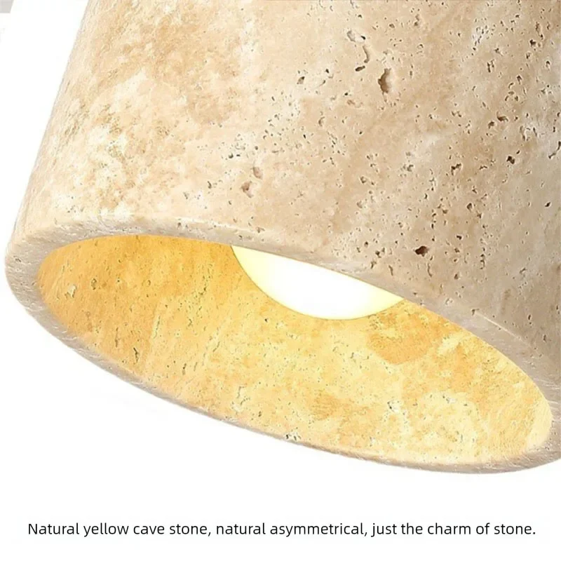 Yellow Cave Stone Japanese-style Wabi-sabi Bedroom Bedside Wall Lamp Retro Homestay Study Rotatable Wall Lamp with Switch For