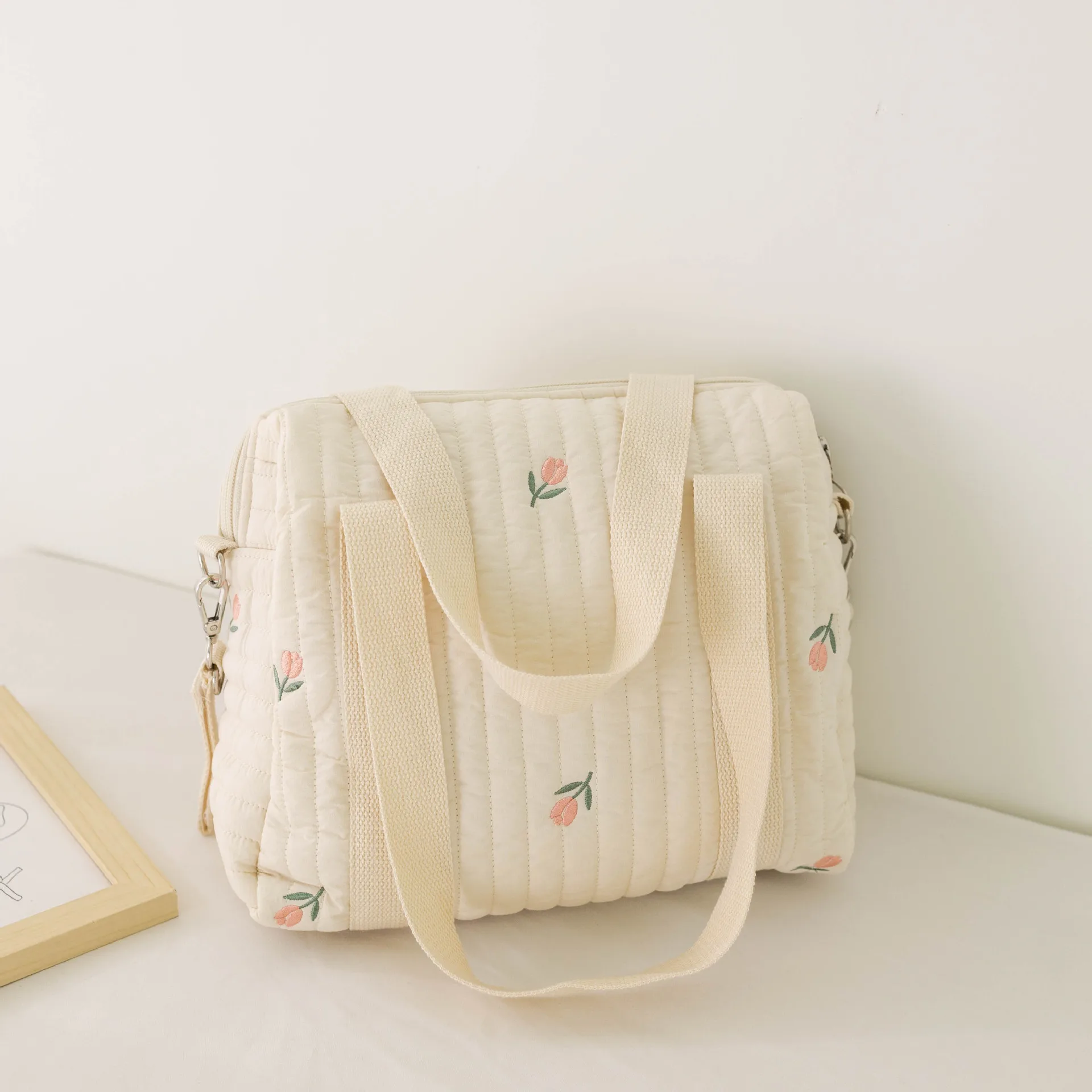 Cute Bear Baby Stroller Nappy Bag Korea Embroidery Flower Mommy Bag Soft Maternity Shoulder Pack Portable Baby Diaper Organizer
