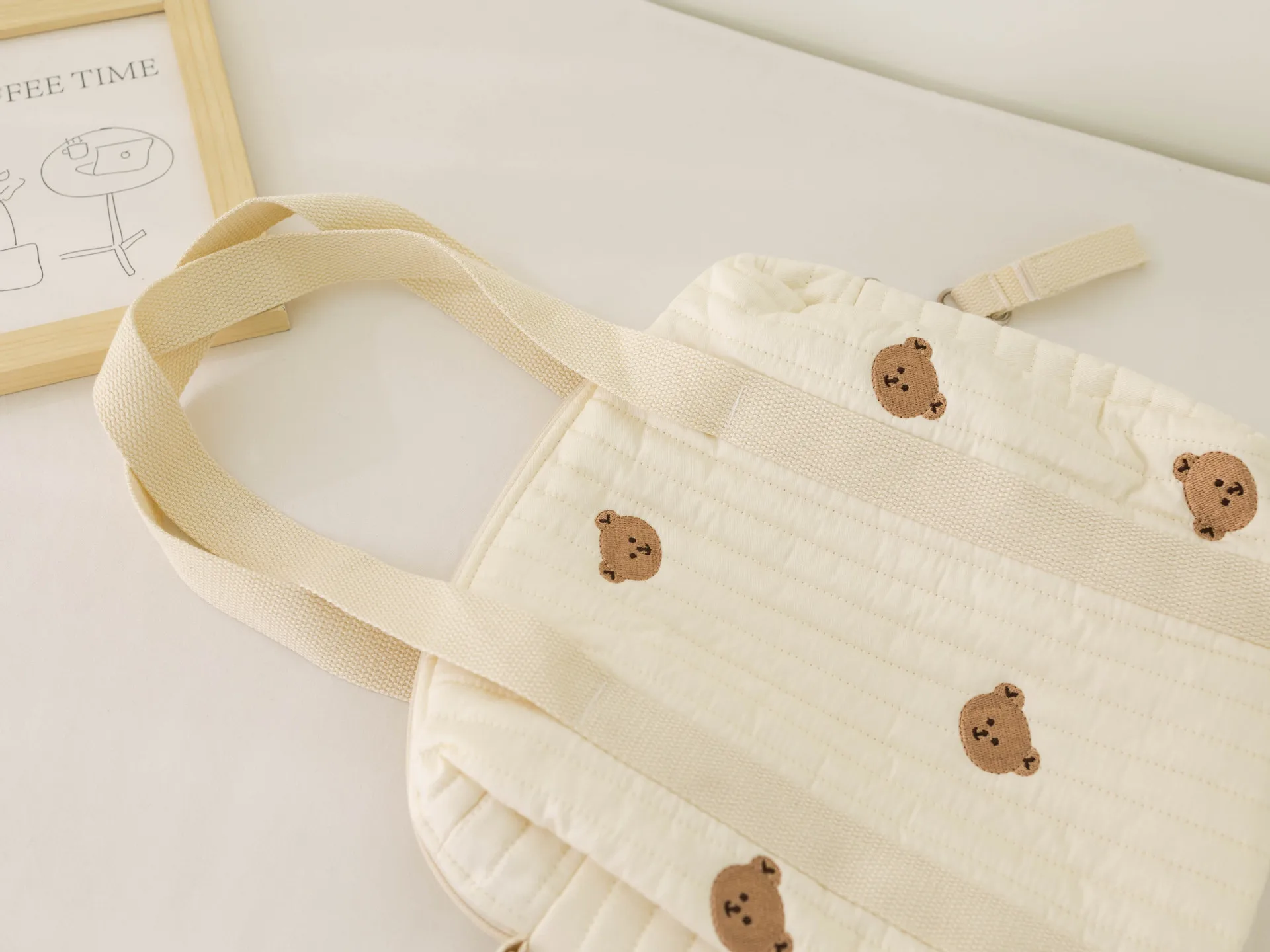 Cute Bear Baby Stroller Nappy Bag Korea Embroidery Flower Mommy Bag Soft Maternity Shoulder Pack Portable Baby Diaper Organizer
