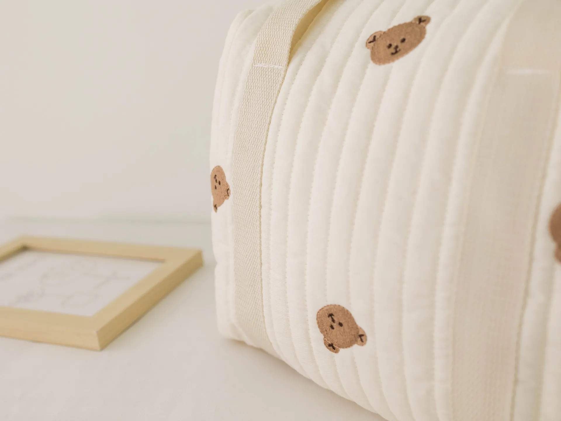 Cute Bear Baby Stroller Nappy Bag Korea Embroidery Flower Mommy Bag Soft Maternity Shoulder Pack Portable Baby Diaper Organizer