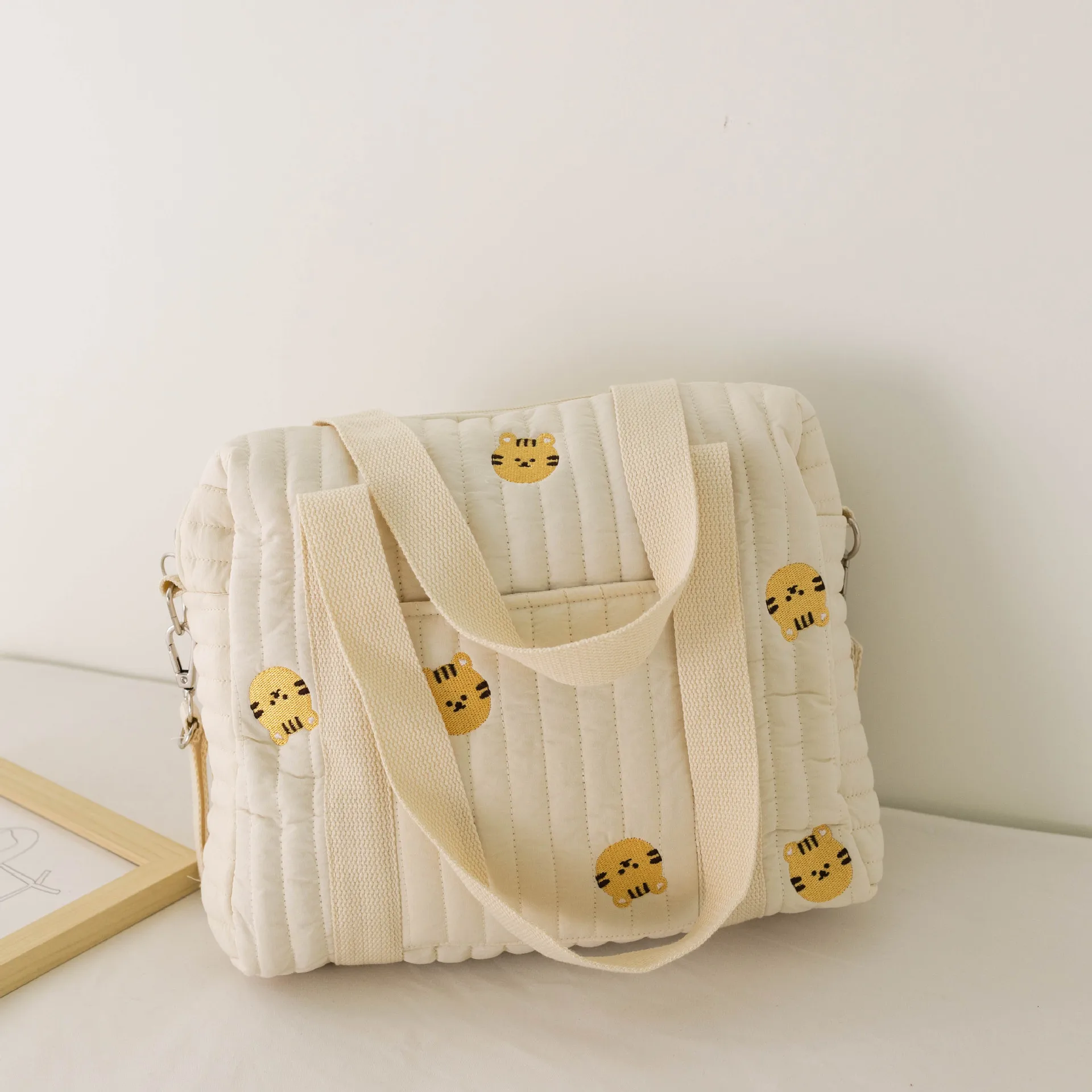 Cute Bear Baby Stroller Nappy Bag Korea Embroidery Flower Mommy Bag Soft Maternity Shoulder Pack Portable Baby Diaper Organizer