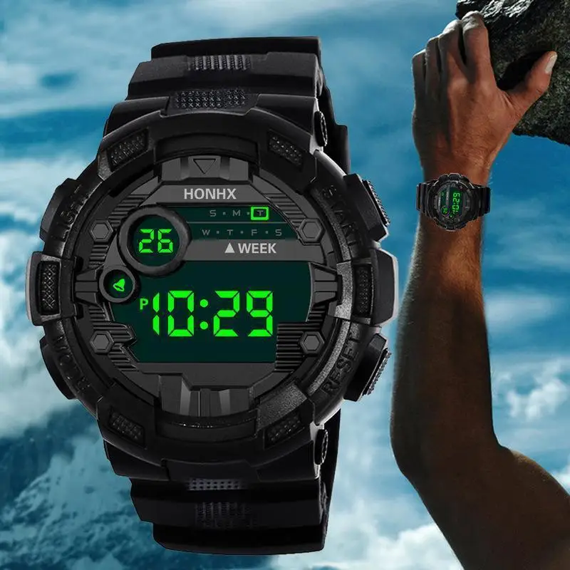 Military Men Watch Men's Digital Watches Sports Electronic Wristwatch 50MM Large Dial Clock Waterproof Sport Watch for Boy Child