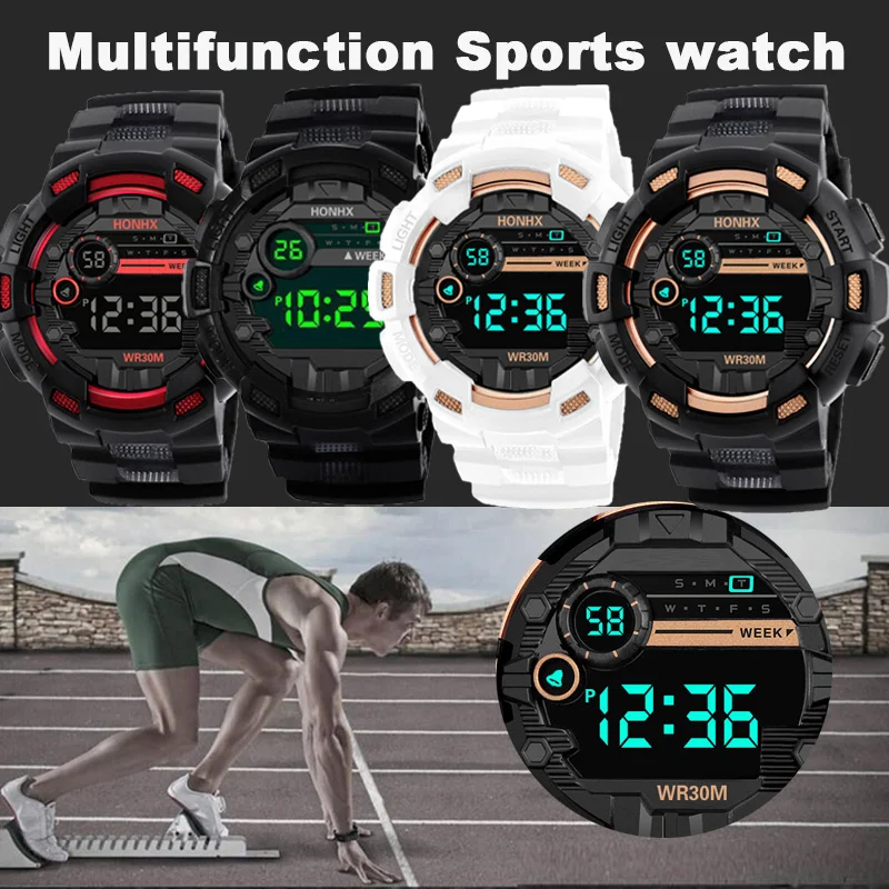 Military Men Watch Men's Digital Watches Sports Electronic Wristwatch 50MM Large Dial Clock Waterproof Sport Watch for Boy Child