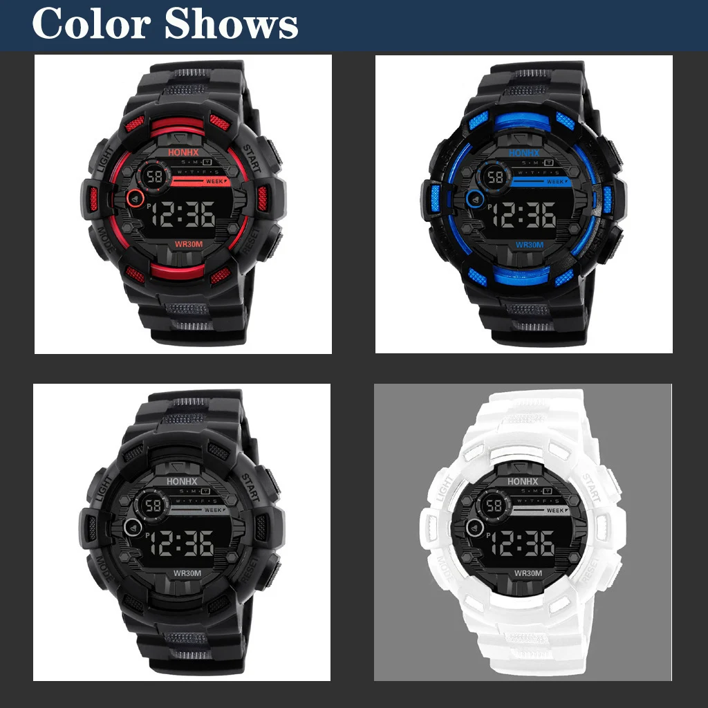 Military Men Watch Men's Digital Watches Sports Electronic Wristwatch 50MM Large Dial Clock Waterproof Sport Watch for Boy Child