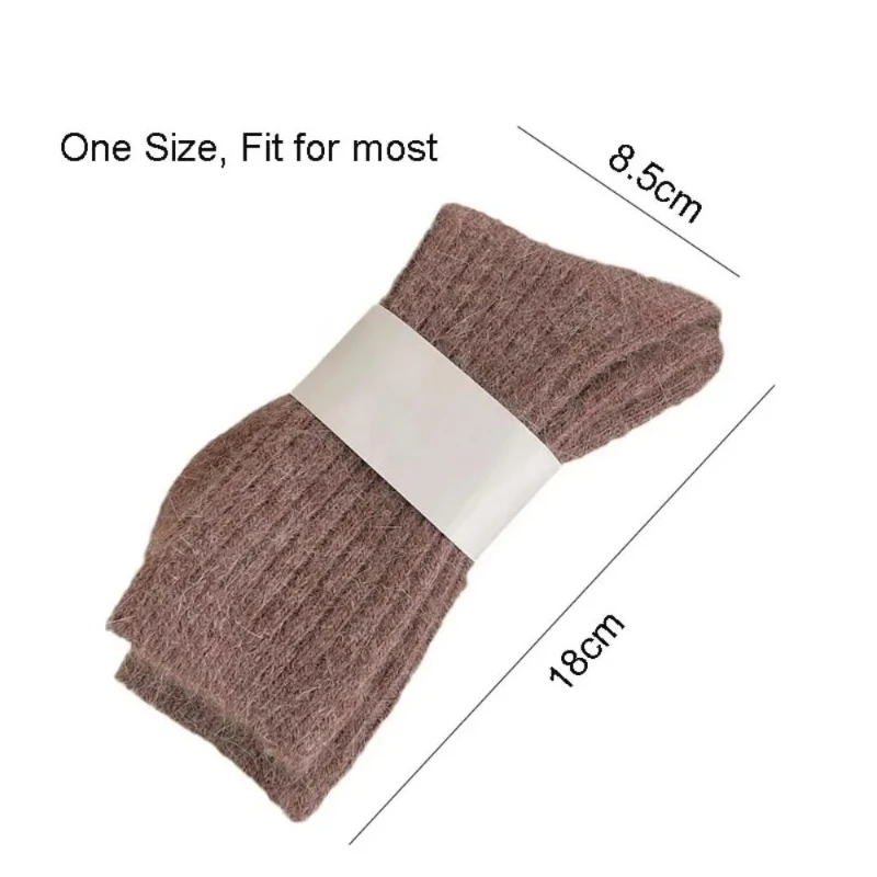 Winter Thick Warm Women's Cashmere Wool Socks Japanese Harajuku Style Solid Color Long Thermal Fashion Sox for Ladies