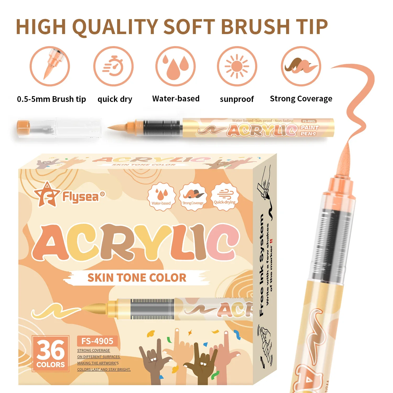 Skin Tones Art Markers,Soft Brush Tip Acrylic Paint Pens,Quick-Drying Waterproof for Sketching,Wood,Glass,Fabric,Rocks Painting