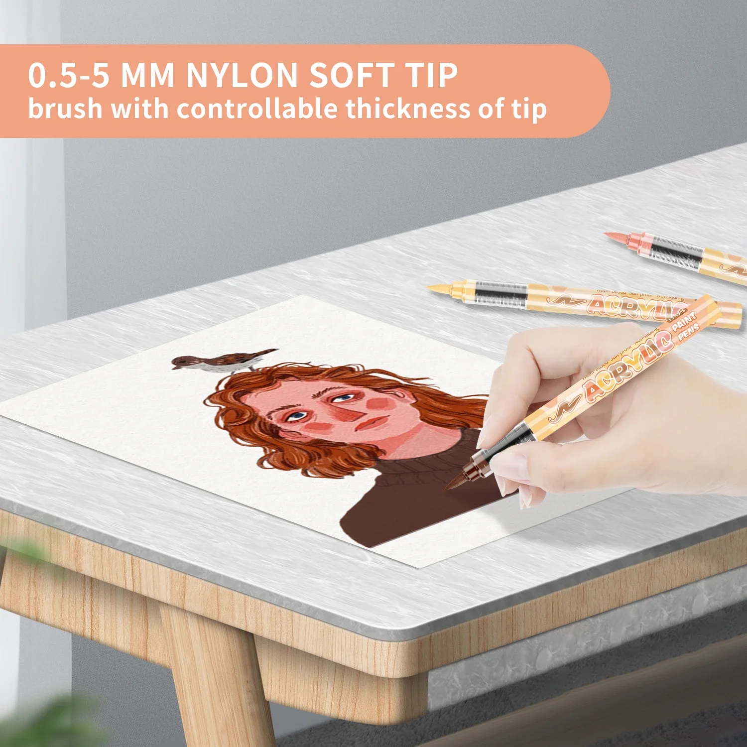Skin Tones Art Markers,Soft Brush Tip Acrylic Paint Pens,Quick-Drying Waterproof for Sketching,Wood,Glass,Fabric,Rocks Painting