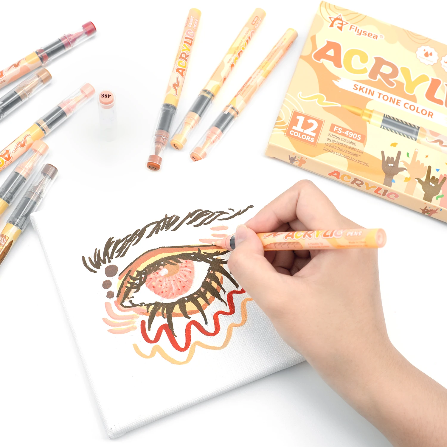 Skin Tones Art Markers,Soft Brush Tip Acrylic Paint Pens,Quick-Drying Waterproof for Sketching,Wood,Glass,Fabric,Rocks Painting