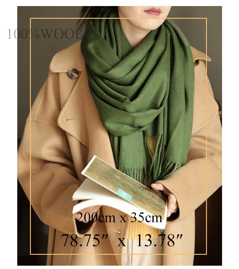 Solidlove Wool Winter Scarf Women Scarves Adult Scarves for Ladies 100% Wool Scarf Women Fashion Cashmere Poncho Wrap