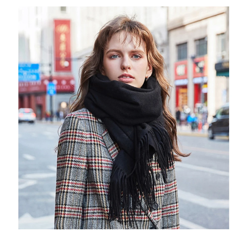 Solidlove Wool Winter Scarf Women Scarves Adult Scarves for Ladies 100% Wool Scarf Women Fashion Cashmere Poncho Wrap