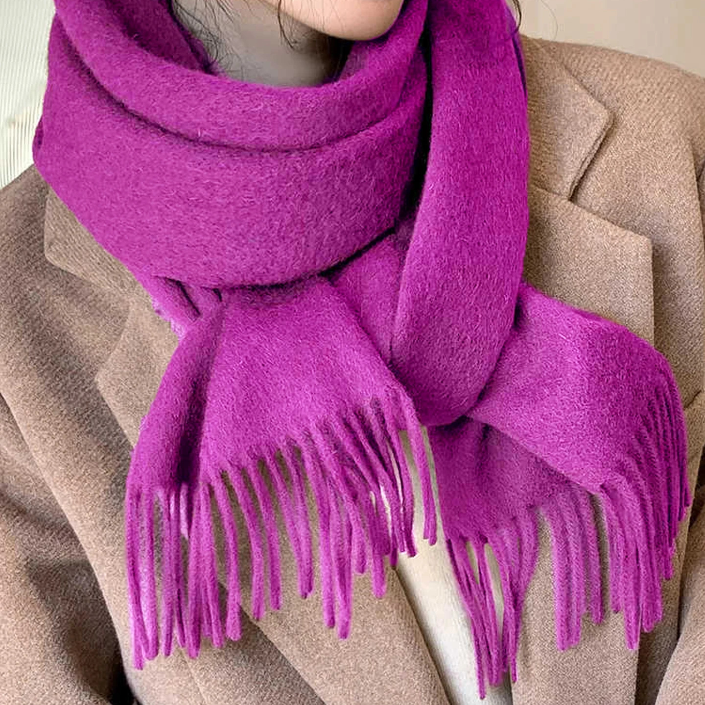 Solidlove Wool Winter Scarf Women Scarves Adult Scarves for Ladies 100% Wool Scarf Women Fashion Cashmere Poncho Wrap