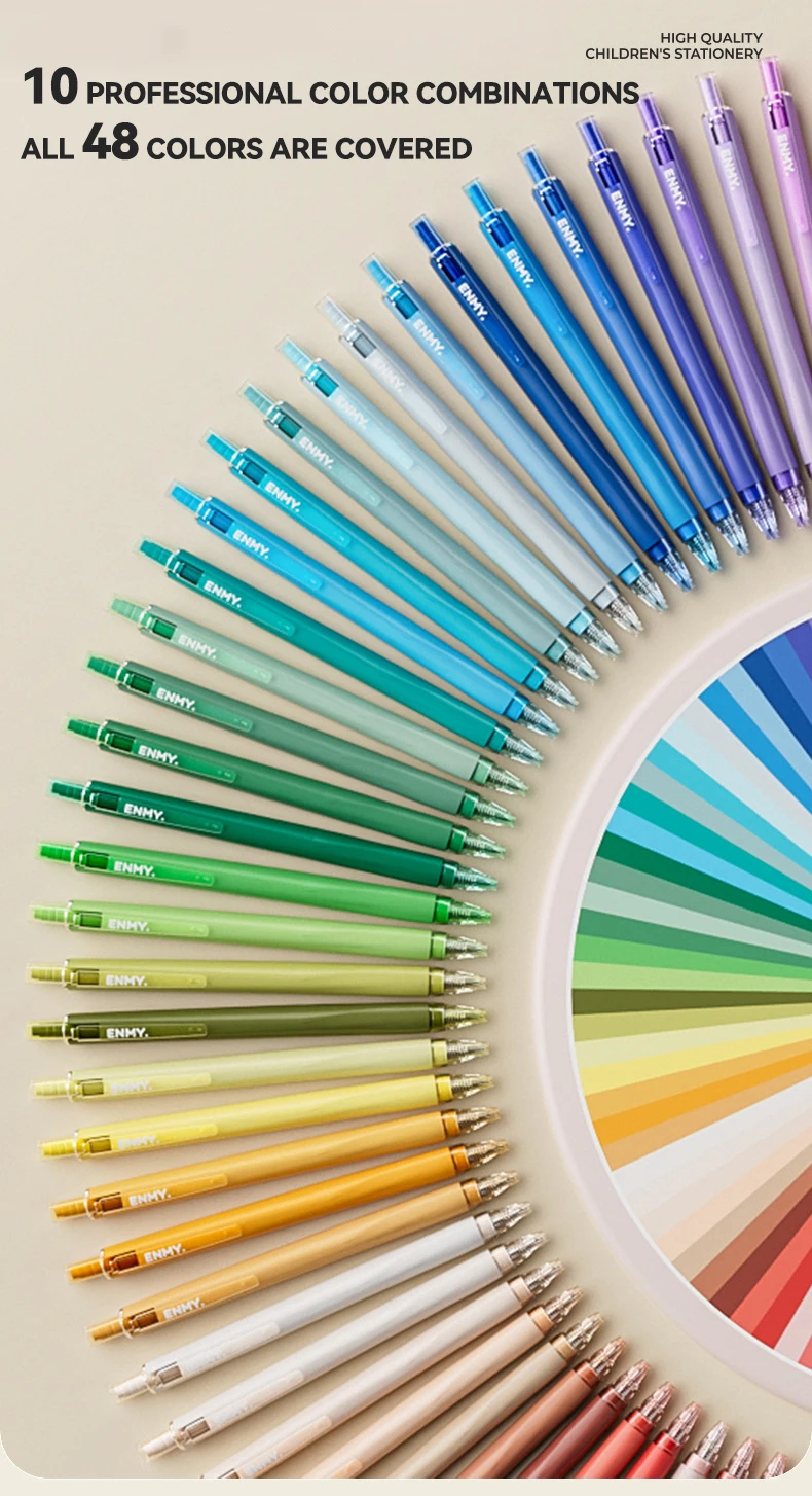 ENMY 48 Acrylic Gel Pen Rainbow Gradient Colors Fine Tip 0.7mm Art Drawing Pen Writing Pen Stationery Office School Supplies