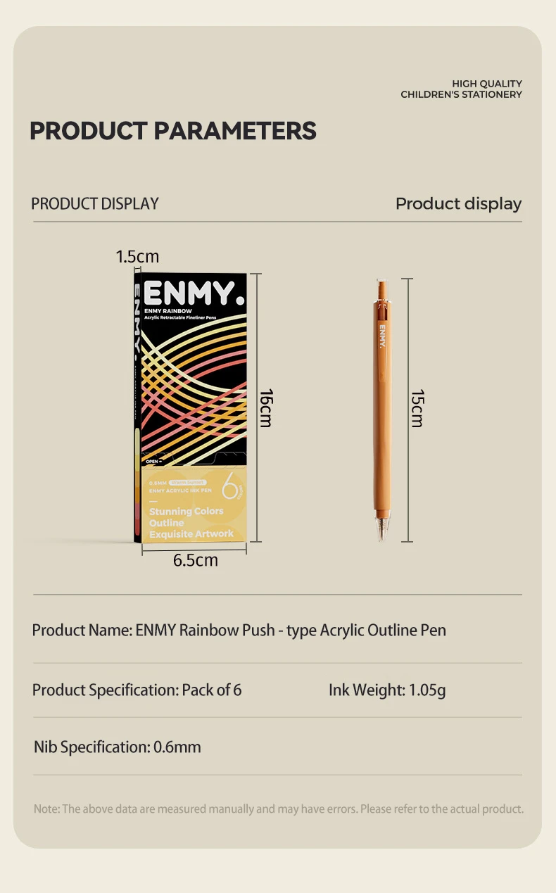 ENMY 48 Acrylic Gel Pen Rainbow Gradient Colors Fine Tip 0.7mm Art Drawing Pen Writing Pen Stationery Office School Supplies