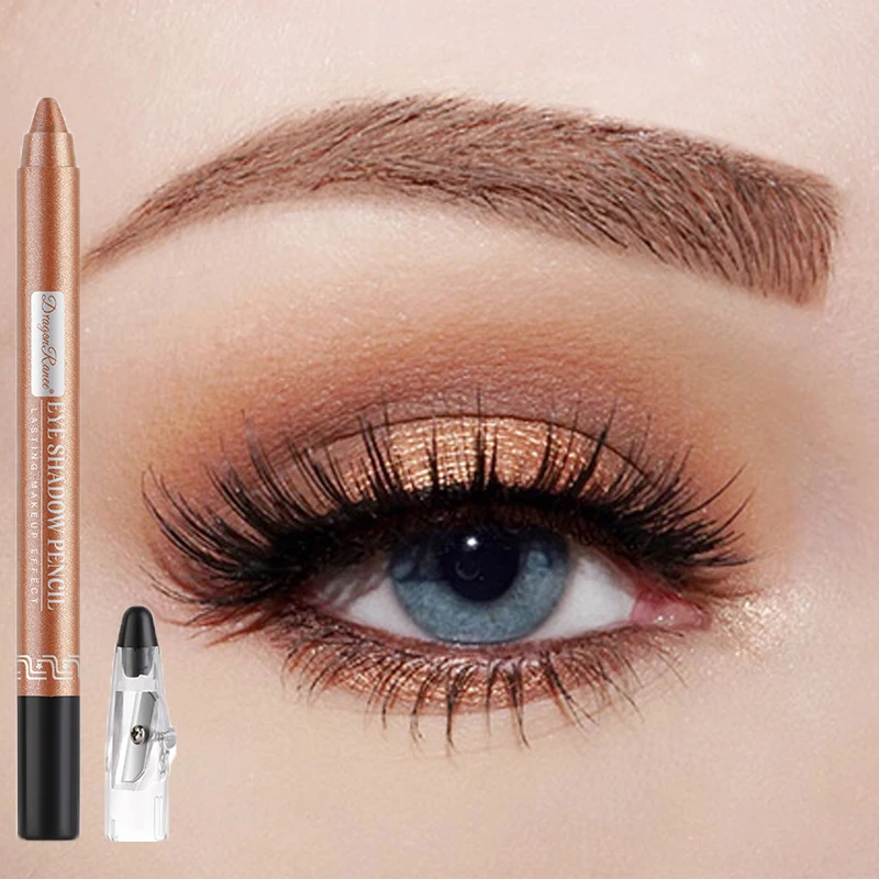 Metallic Blue Pearlescent Eyeshadow Pencil Stick Lasting Waterproof Smoky Glitter Grey White Purple Eye Shadow Highlighter Pen