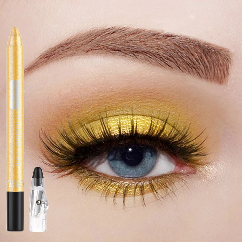 Metallic Blue Pearlescent Eyeshadow Pencil Stick Lasting Waterproof Smoky Glitter Grey White Purple Eye Shadow Highlighter Pen