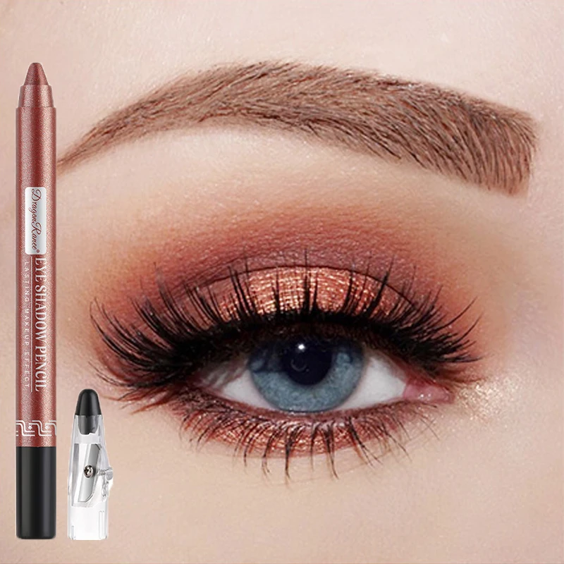 Metallic Blue Pearlescent Eyeshadow Pencil Stick Lasting Waterproof Smoky Glitter Grey White Purple Eye Shadow Highlighter Pen