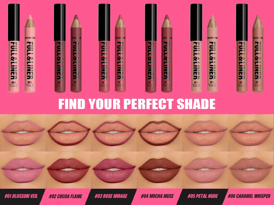 Waterproof Matte Lipliner Pencil Brown Contour Tint Lipstick Pen Long Lasting 12 Color Wooden Lip Liner Pencil Full-lip Makeup