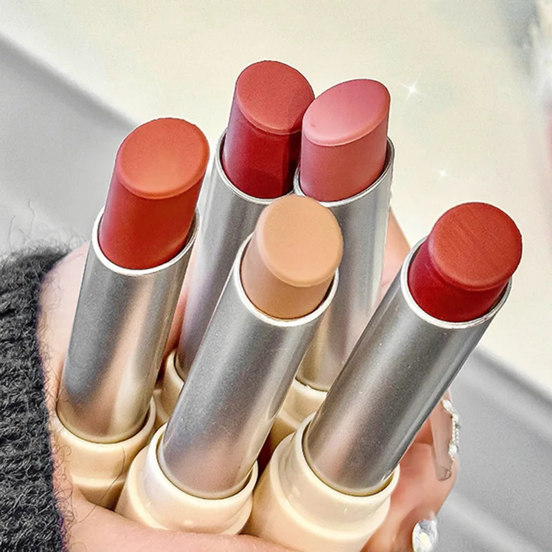 Waterproof and Easy To Color Matte Velvet Almond Nude Coffee Lipstick Lasting Do Not Stick To The Cup Lipstick Makeup Cosmetics
