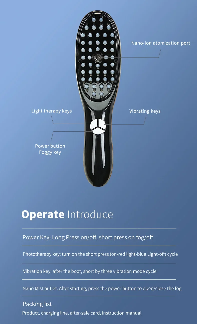 Electric Spray Massage Comb Hair Growth Vibration Head Massager Brush LED Anti Hair Loss Scalp Liquid Medicine Atomizing Comb