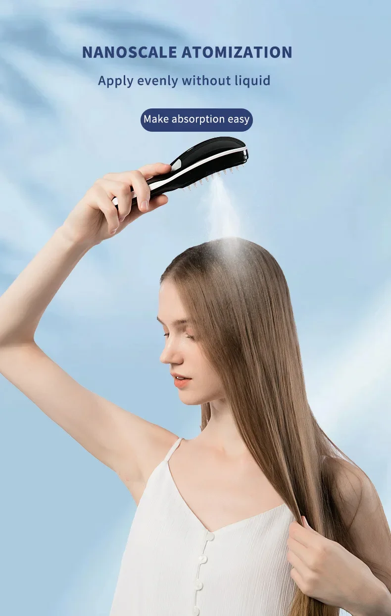 Electric Spray Massage Comb Hair Growth Vibration Head Massager Brush LED Anti Hair Loss Scalp Liquid Medicine Atomizing Comb
