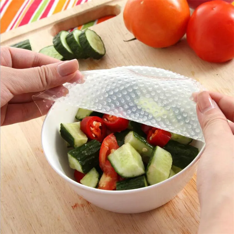 4Pcs Silicone Bowl Covers Food Fresh Keeping Wrap Reusable Silicone Wrap Seal Lid Cover Stretch Vacuum Food Wrap Kitchen Accs