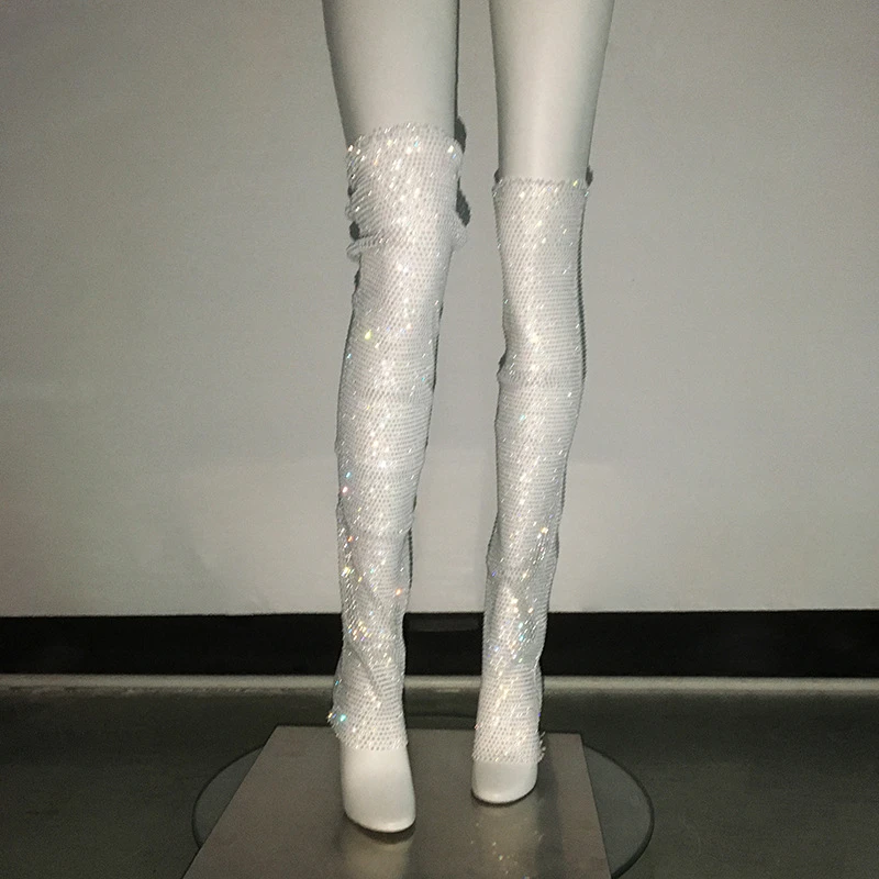 2024 Summer Beach Leg Warmer Fashion Black White Diamond Hollow Lace Up Leg Warmers For Outwear Accessories Bodycon Loungewear