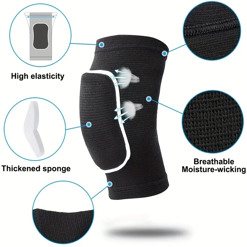 1Pair Sports Knee Pads Breathable Dancing Volleyball Soccer Patella Brace Support Unisex Gym Fitness Yoga EVA Sponge Kneepad