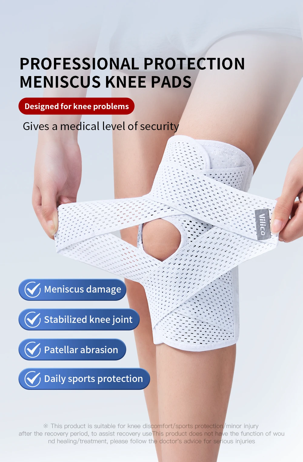 1PCS Adjustable Sports Knee Pad Knee Pain Relief Patella Stabilizer Brace Support for Hiking Soccer Basketball Running Sport