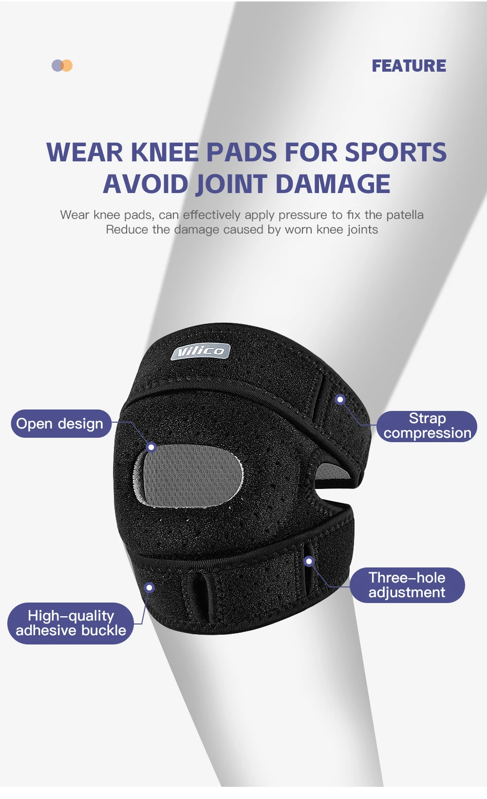 Dual adjustable patellar tendon support sleeve, suitable for meniscus, osteoarthritis, orthopedics, and athlete knee support