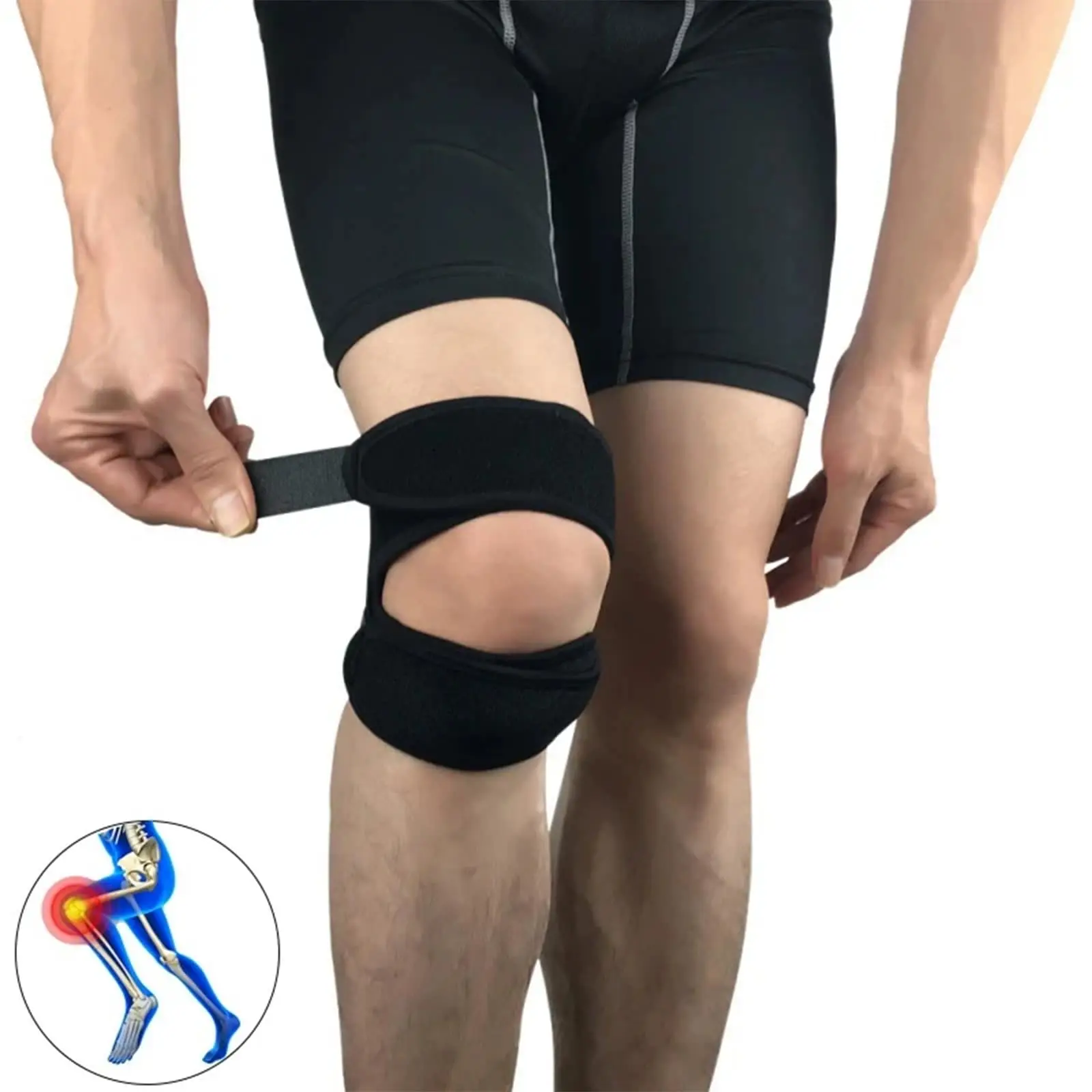 1/2pcs Patella Knee Strap Professional Anti-Slip Adjustable Knee Stabilizer Pads Basketball Running Jumping Knee Wrap Band