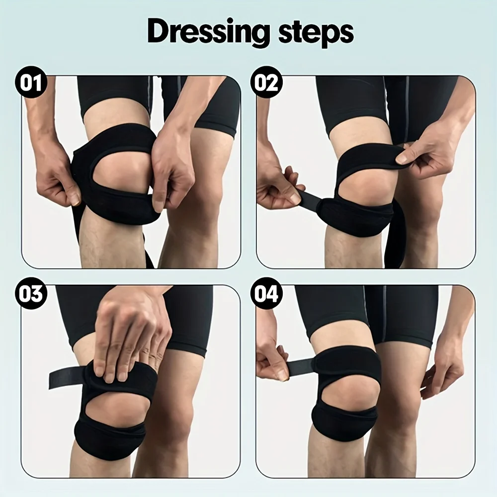 1/2pcs Patella Knee Strap Professional Anti-Slip Adjustable Knee Stabilizer Pads Basketball Running Jumping Knee Wrap Band