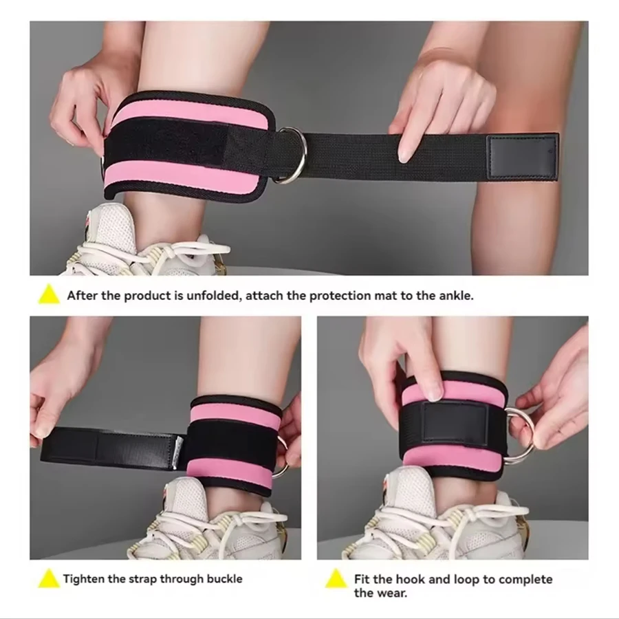 Adjustable Padded Ankle Wrist Cuffs Padded Straps D-Ring Glute Kickback for Cable Machine, Ideal for Glutes Exercises