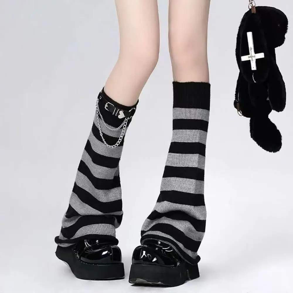 2026 Autumn Lolita Leg Warmers Stripe JK Y2K Style Knitted Leg Sleeves Warm Foot Cover Lady Crochet Heap Heap Socks Boot Cuffs