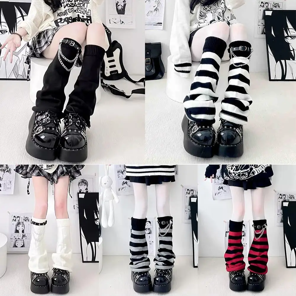 2026 Autumn Lolita Leg Warmers Stripe JK Y2K Style Knitted Leg Sleeves Warm Foot Cover Lady Crochet Heap Heap Socks Boot Cuffs