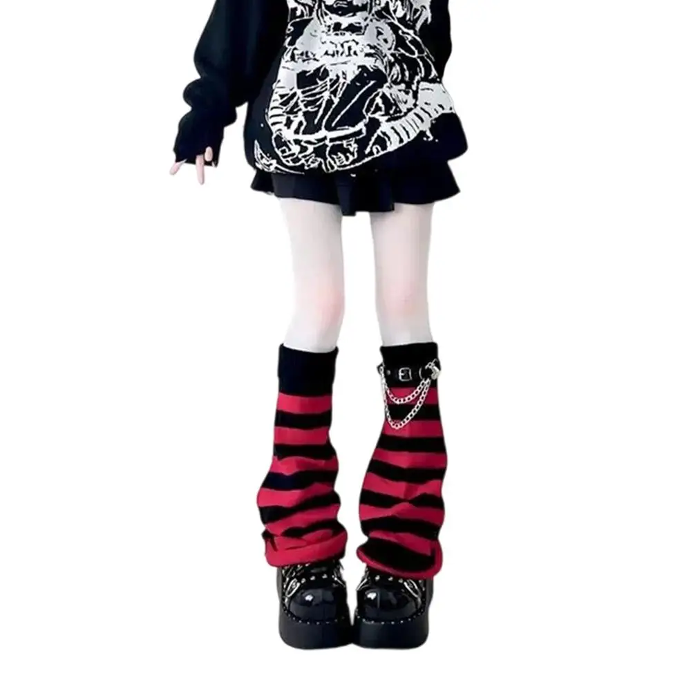 2026 Autumn Lolita Leg Warmers Stripe JK Y2K Style Knitted Leg Sleeves Warm Foot Cover Lady Crochet Heap Heap Socks Boot Cuffs